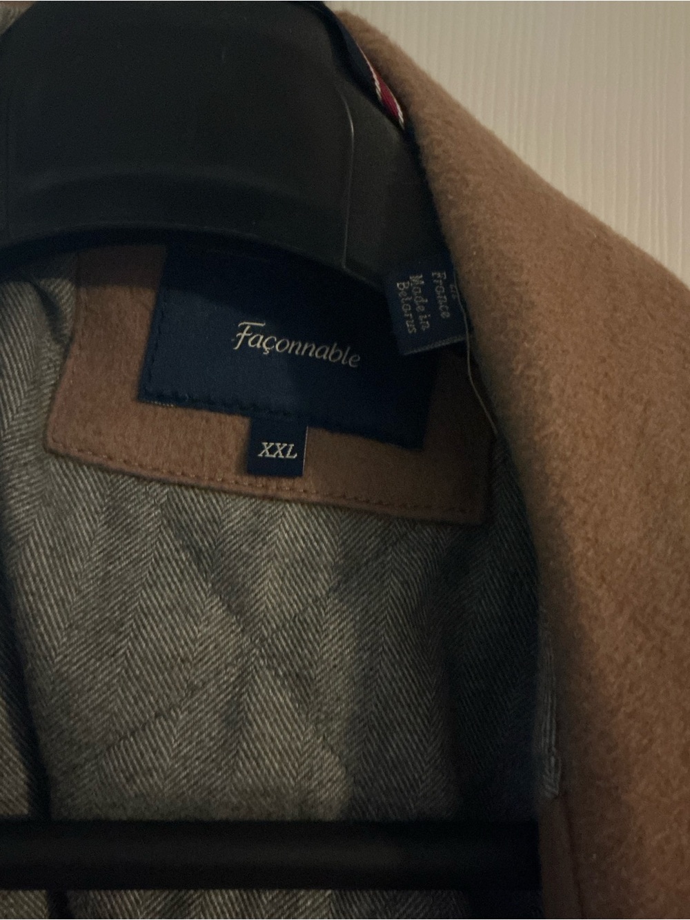 Faconnable Men's Camel Pea Coat - XXL